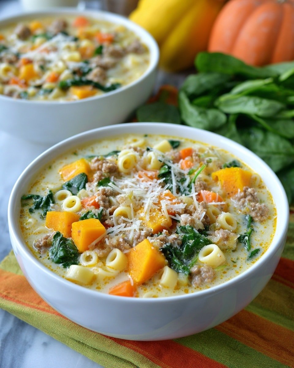 Roasted Butternut and Sausage Soup Recipe - Recipe Image — Roasted Butternut and Sausage Soup, hearty autumn soup, smoky sausage squash soup, easy roasted vegetable soup, cozy fall dinner ideas