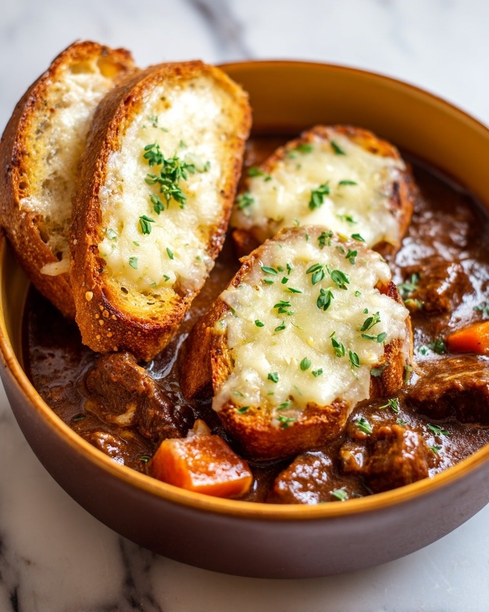 French Onion Short Rib Soup with Gruyère Toast Recipe - Recipe Image — French Onion Short Rib Soup with Gruyère Toast, hearty beef onion soup with short ribs, caramelized onion soup with tender short ribs, cheesy Gruyère toast, comforting French onion soup