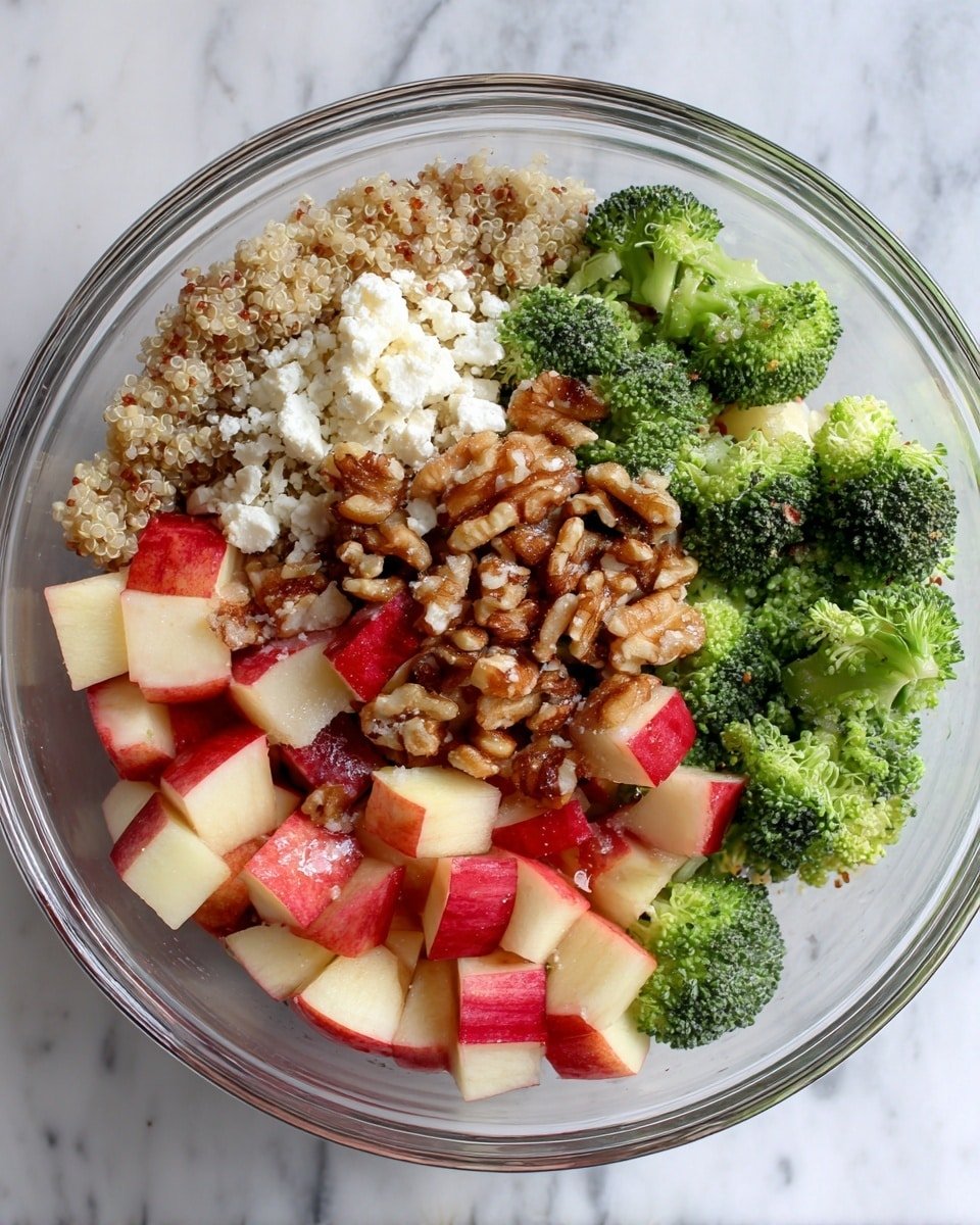 Broccoli Apple Quinoa Salad Recipe - Recipe Image — Broccoli Apple Quinoa Salad, healthy quinoa salad, easy veggie fruit salad, nutritious vegetarian salad, colorful quinoa side dish