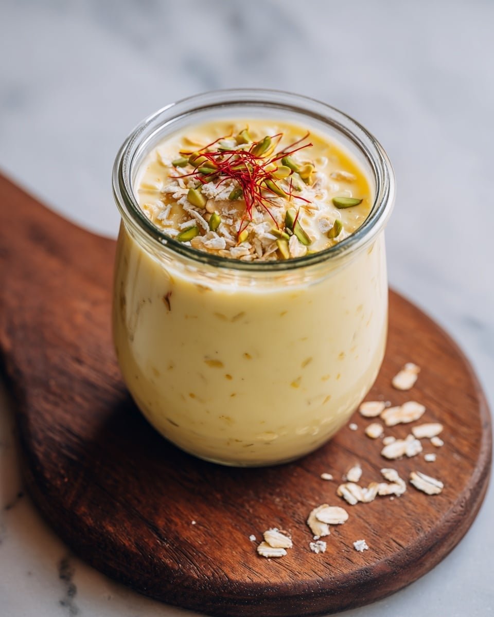 Indian Overnight Oats with Pistachios and Cardamom Recipe - Recipe Image — Indian Overnight Oats with Pistachios and Cardamom, healthy Indian breakfast ideas, flavorful overnight oats, easy Indian breakfast recipes, nutritious morning oats
