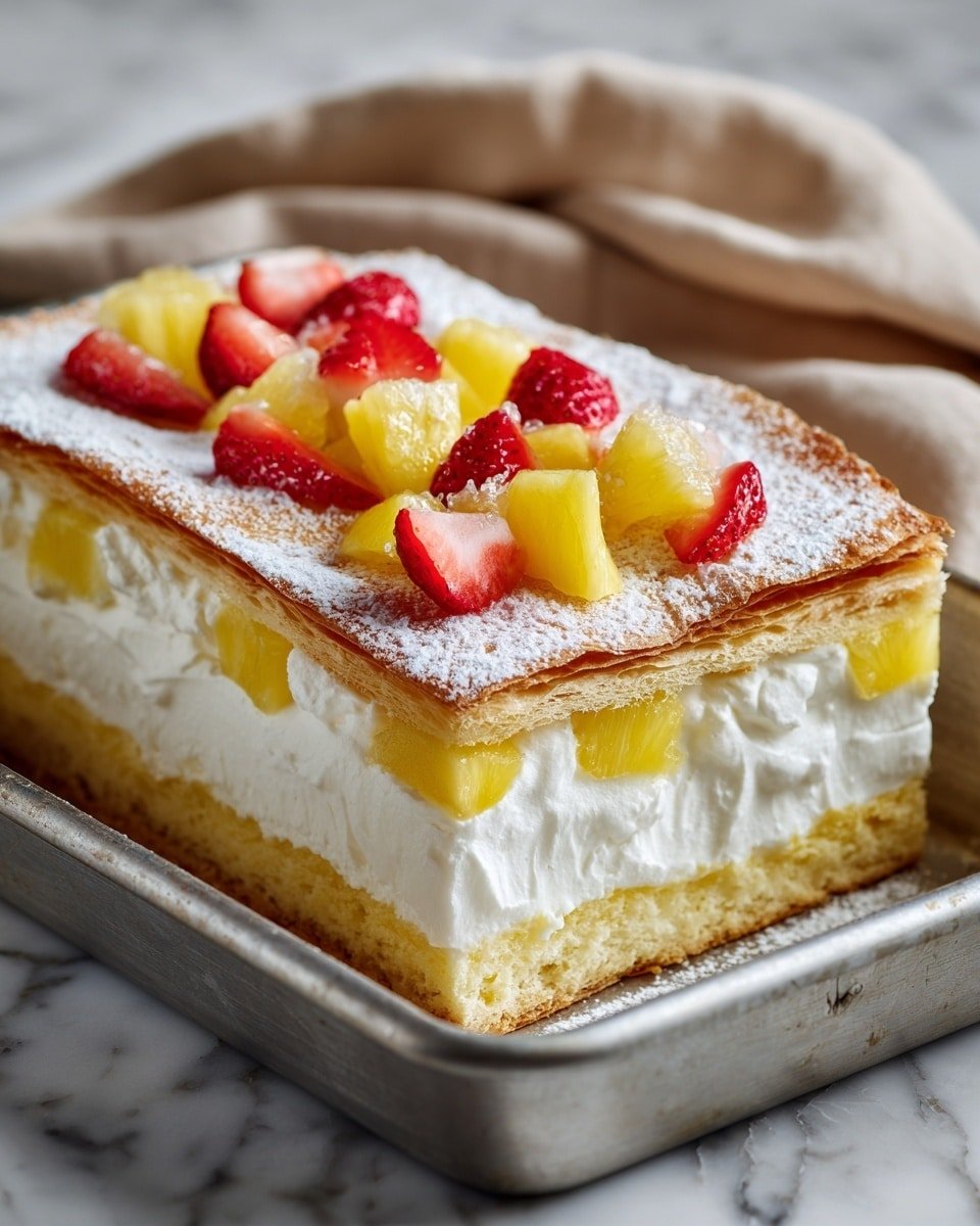 King Hawaiian Cheesecake Danish Recipe - Recipe Image — King Hawaiian Cheesecake Danish, Hawaiian sweet roll dessert, cheesecake breakfast bake, fruit-topped Danish pastry, easy Hawaiian brunch idea