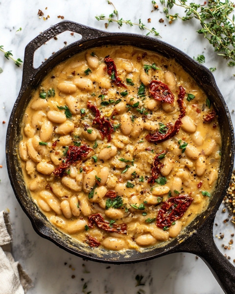 Creamy Tuscan Butter Beans with Sun-Dried Tomatoes and Fresh Basil Recipe - Recipe Image — Creamy Tuscan Butter Beans with Sun-Dried Tomatoes and Fresh Basil, vegetarian Tuscan bean dish, easy Tuscan bean recipe, healthy creamy bean recipes, savory sun-dried tomato bean dish