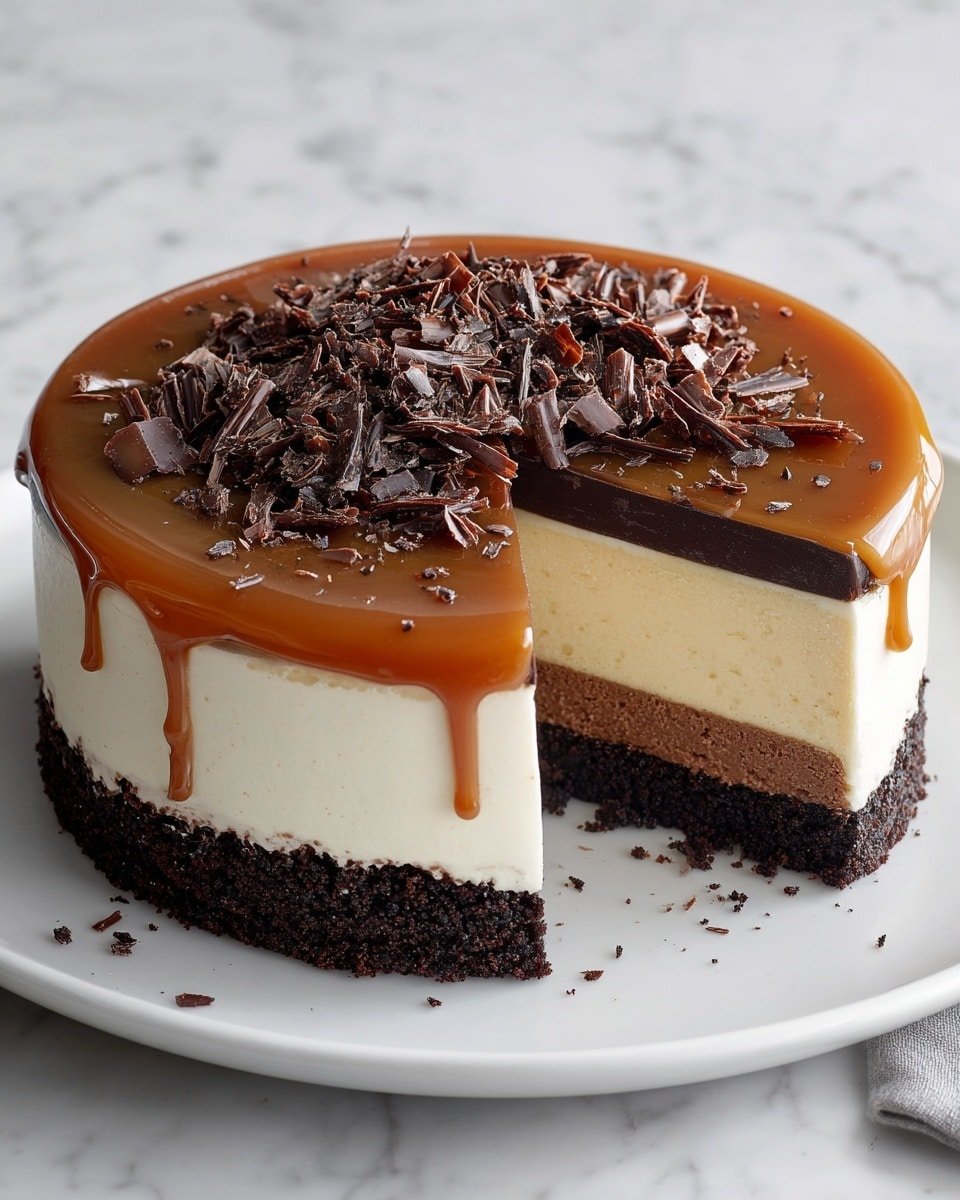 Caramel Brownie Cheesecake: An Incredible Ultimate Recipe - Recipe Image — Caramel Brownie Cheesecake, decadent layered dessert, indulgent caramel cheesecake, fudgy brownie and creamy cheesecake, ultimate dessert recipe