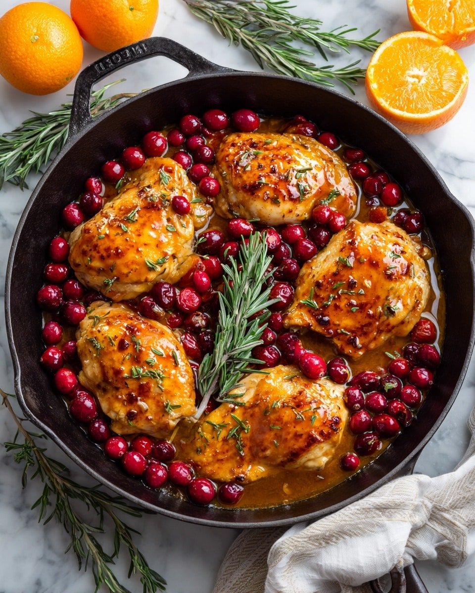 Skillet Cranberry Orange Chicken Recipe - Recipe Image — Skillet Cranberry Orange Chicken, cranberry orange chicken, fall chicken dinners, easy weeknight chicken recipes, festive chicken dinner