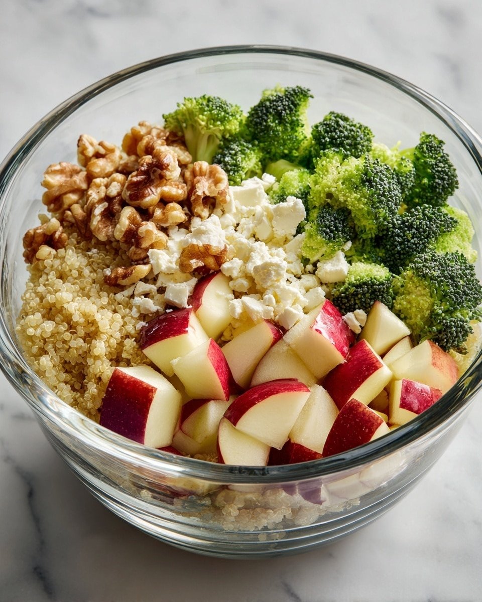 Broccoli Apple Quinoa Salad Recipe - Recipe Image — Broccoli Apple Quinoa Salad, healthy quinoa salad, easy veggie fruit salad, nutritious vegetarian salad, colorful quinoa side dish