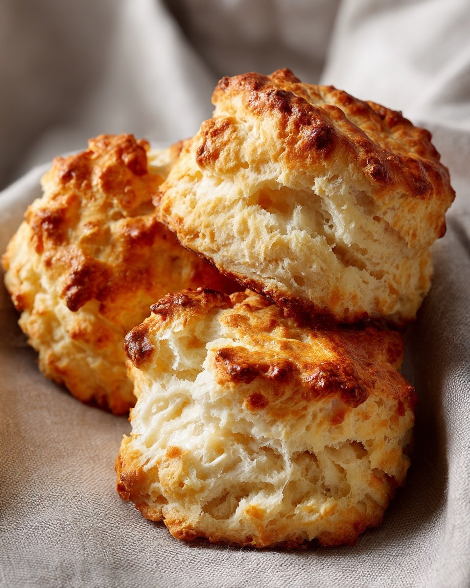 The image shows three homemade biscuits with a rough, golden-brown crust on top and a soft, light, airy interior visible in the front biscuit, which is slightly broken open. The biscuits have uneven, natural shapes with craggy textures and are placed closely together on a cloth-like textured surface. The colors range from pale creamy white inside to a warm golden brown on the outside, with a slightly darker crust in some spots. Photo taken with an iphone --ar 4:5 --v 7 — Unbeatable 30-Minute Gluten-Free Biscuits, gluten-free fluffy biscuits, quick gluten-free biscuit recipe, soft golden gluten-free biscuits, easy gluten-free baking