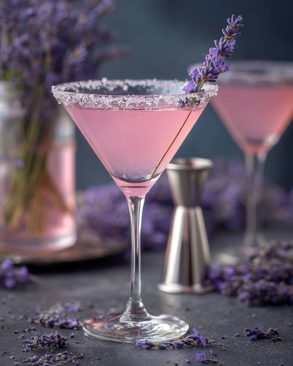Lavender Lemon Drop Martini Recipe - Recipe Image — Lavender Lemon Drop Martini, floral lemon cocktail, easy lemon martini, refreshing lavender cocktail, elegant lemon drinks