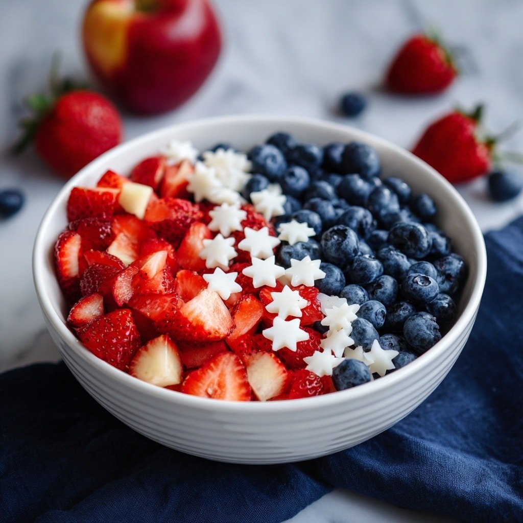 Star Spangled Fruit Salad Recipe - Recipe Image — Star Spangled Fruit Salad, festive fruit salad, easy summer fruit salad, patriotic fruit dessert, colorful fruit salad